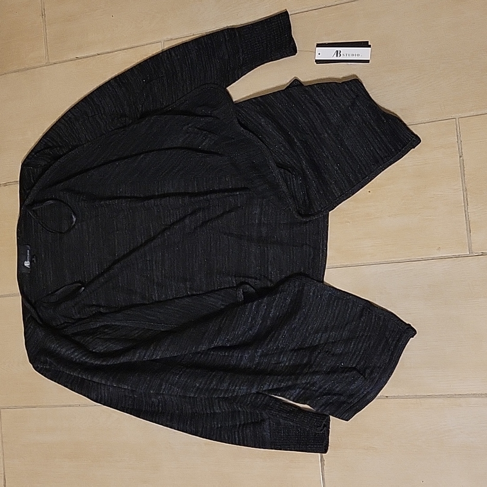 Brand New AB Studio Black/Grey w/ Sparkles Cardigan Sweater